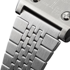 Casio Digital Unisex Watch Silver Case, Black Dial, Silver Stainless Steel Band | A1100D-1DF
