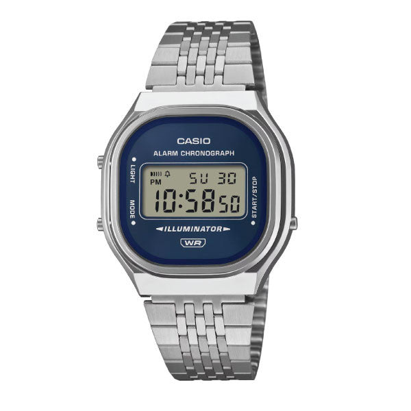 Casio Vintage Digital Unisex Metal Watch - Silver / Blue | A140WE-2ADF