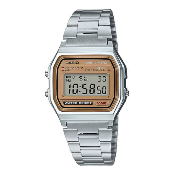 Casio Vintage Digital Unisex Metal Watch - Brown / Silver | A158WEA-9DF