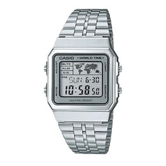 Casio Vintage Digital Unisex Watch Silver Case, Silver Dial & Silver Stainless Steel Band | A500WA-7DF