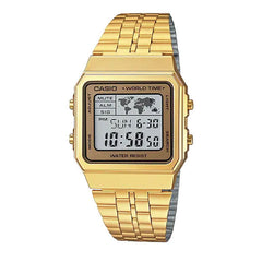 Casio Vintage Digital Unisex Watch Gold-Plated Case, Gold Dial & Gold-Plated Stainless Steel Band | A500WGA-9DF