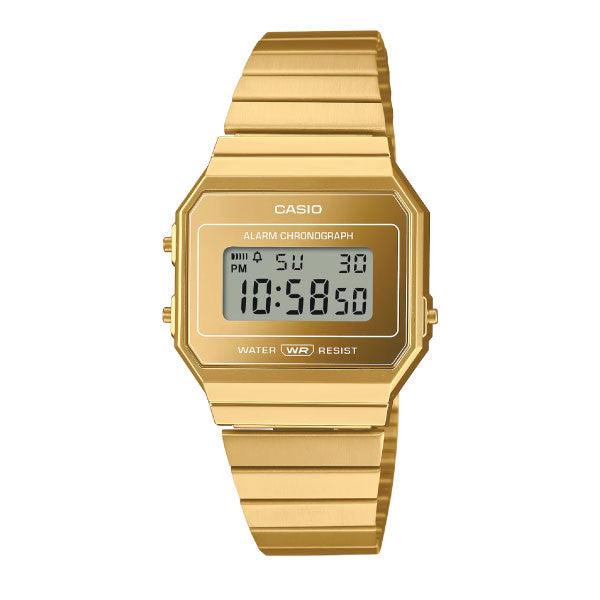 Casio Vintage Digital Unisex Watch Gold-Plated Case, Gold-Plated Dial , Gold-Plated Stainless Steel Band | A700WEVG-9ADF