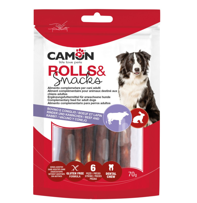 Camon Rabbit Rawhide Rolls Dog Treats