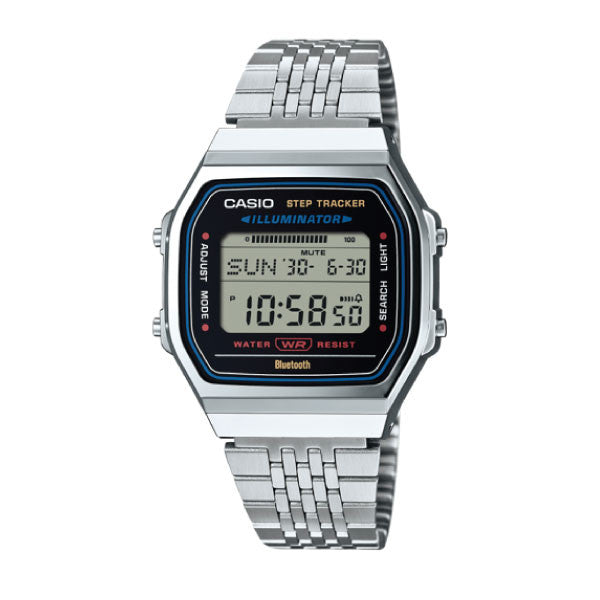 Casio Vintage Digital Unisex Watch Silver Case, Black Dial , Silver Stainless Steel Band | ABL-100WE-1ADF