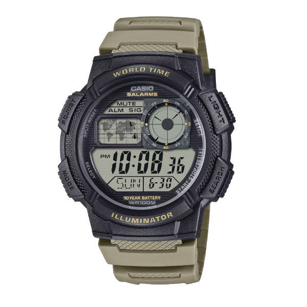Casio Men Digital Watch - Black / Khaki | AE-1000W-5AVDF