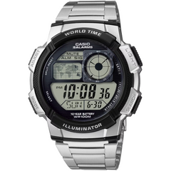 Casio Digital Men Watch Silver Case, Black Dial , Silver Stainless Steel Band | AE-1000WD-1AVDF