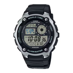 Casio Digital Men Watch Silver Case, Black Dial , Black Resin Band | AE-2100W-1AVDF