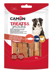Camon Treats & Snacks Salmon Strips & Fishskin Dog Treats 80g | AE072