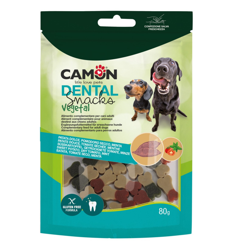 Camon Dental Vegetable Snack Two-Color Bones Dog Treats 80g | AE363