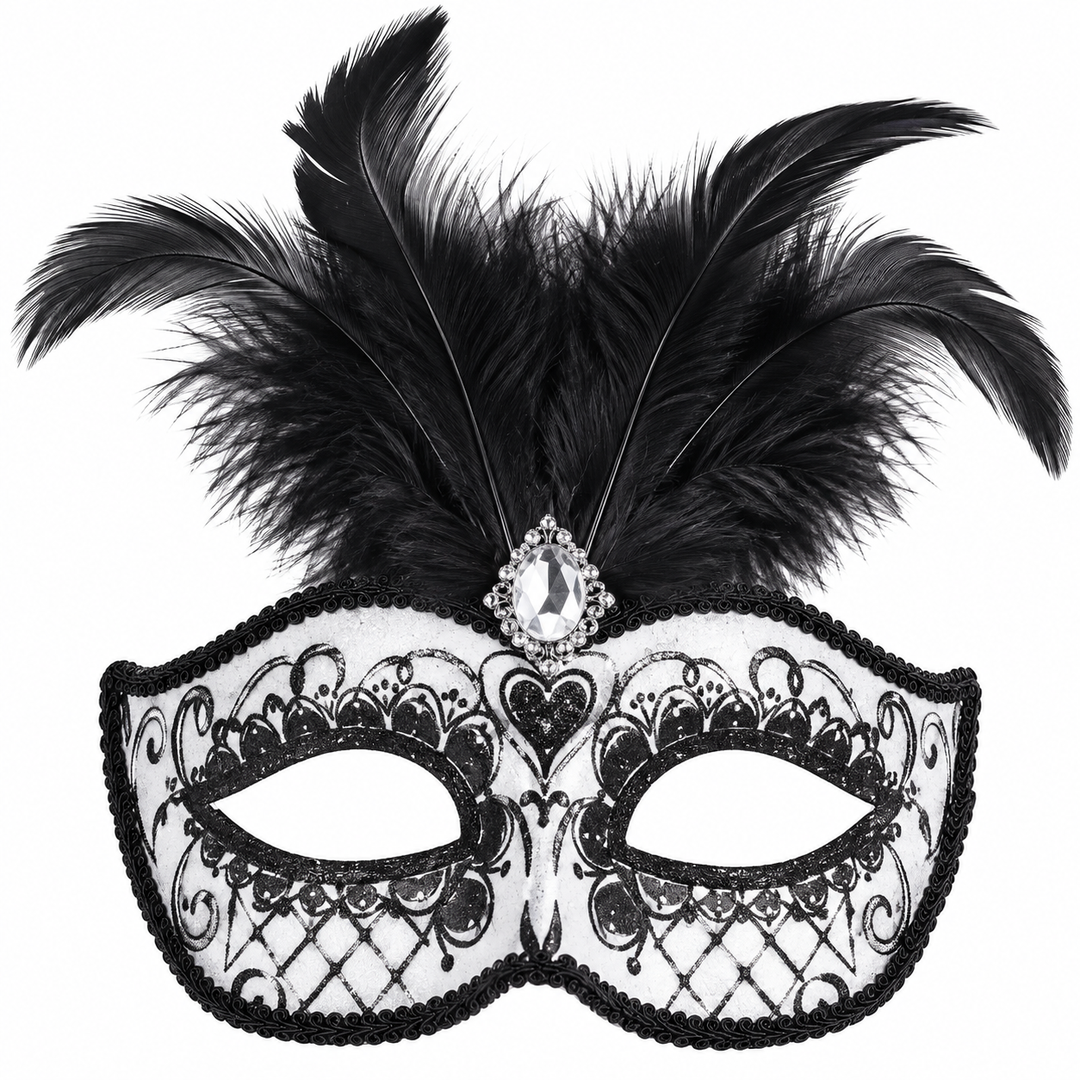 Halloween Masquerade Eye Mask with Decorative Feathers