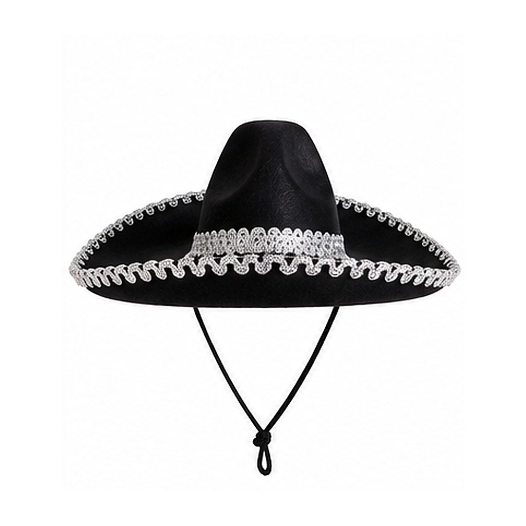 Halloween Sombrero Costume Hat with Silver Trim