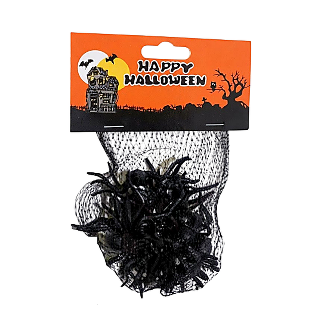 Halloween Black Spider Decorations in Mesh Bag | AL526-6