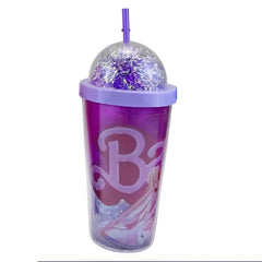 Kids Barbie Double Wall Glitter Tumbler Cup with Straw & Dome Lid – Purple | AL6620-13B