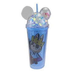 Kids Cartoon Bunny Double Wall Glitter Tumbler Cup with Straw & Dome Lid – Blue | AL6620-17B