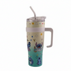 Kids Stitch Handle Tumbler Cup with Straw & Lid – Blue & Cream | AL6620-20D