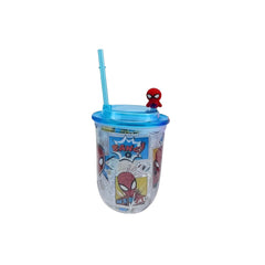 Kids Cartoon Spider-Man Plastic Tumbler with Straw Drink Cup – Blue Lid | AL6620-26B