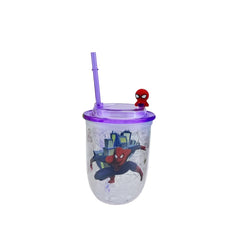Kids Cartoon Spider-Man Plastic Tumbler with Straw Drink Cup – Purple Lid | AL6620-26C