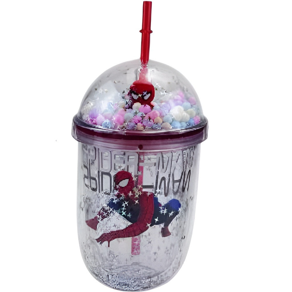 Kids Cartoon Spider-Man Plastic Tumbler with Dome Lid & Straw Comic Style Cup | AL6620-27C
