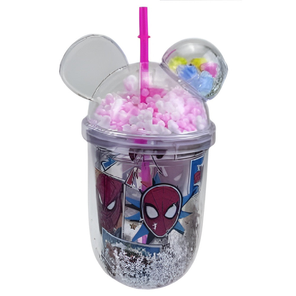 Kids Cartoon Spider-Man Plastic Tumbler with Dome Lid & Straw – Pink Beads Cup | AL6620-28B
