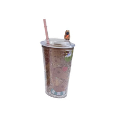Cute Bear Heart Theme Double Wall Glitter Tumbler Cup with Straw & Lid | AL6620-6A