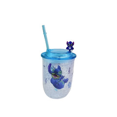 Kids Cartoon Stitch Plastic Tumbler with Straw Ice Drink Cup – Blue Lid | AL6620-7C