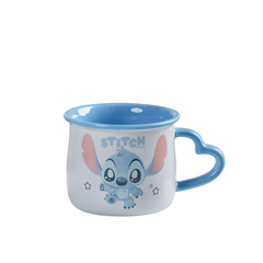Cartoon Stitch Ceramic Mug with Heart Handle Cute Kids Coffee Cup – Blue | ALJY23-100S