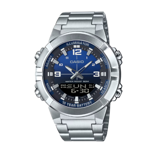 Casio Men Analog-Digital Watch - Blue / Silver | AMW-870DA-2A1VDF