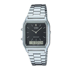 Casio Analog-Digital Watch – Stainless-Steel Case, Black Dial & Bracelet | AQ-230A-1DMQ