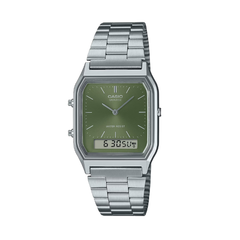Casio Unisex Vintage Analog-Digital Watch - Green / Silver | AQ-230A-3AMQYDF