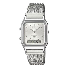 Casio Vintage Analog-Digital Unisex Watch - Silver | AQ-230EM-7ADF