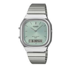 Casio Unisex Vintage Analog-Digital Watch - Green / Silver | AQ-240E-2ADF