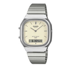 Casio Unisex Vintage Analog-Digital Watch - Silver / White | AQ-240E-7A2DF