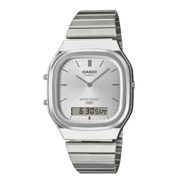 Casio Vintage Analog-Digital Unisex Watch - Silver / White | AQ-240E-7ADF