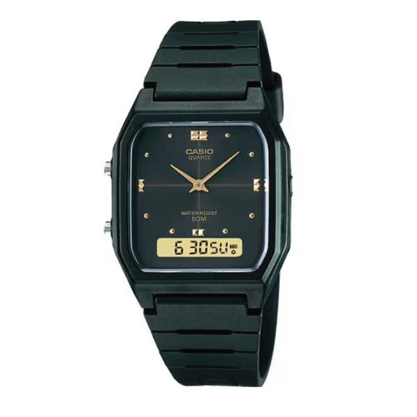 Casio Men Vintage Analog-Digital Watch - Black | AW-48HE-1AVDF