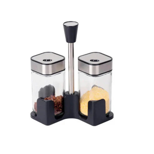 BDR Chrome Black Salt & Pepper Stand Set 2 pcs | B036008
