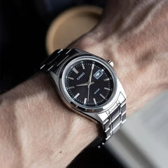 Casio Men 3H Watch - Silver / Black | MTP-B180D-1A1VDF