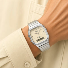 Casio Unisex Vintage Analog-Digital Watch - Silver / White | AQ-240E-7A2DF