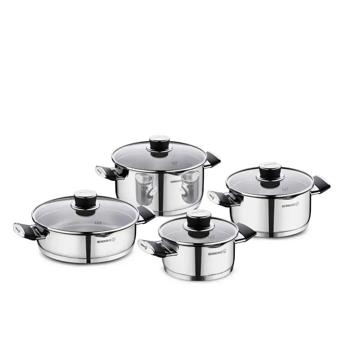 Korkmaz Pera — 8 Piece Stainless Steel Cookware Set | A2087