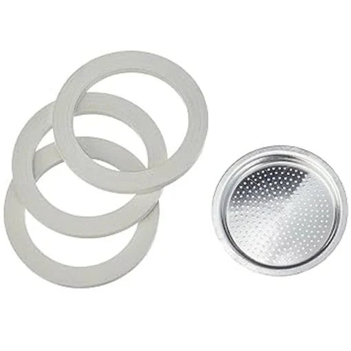 Bialetti 3 Gaskets & 1 Filter Plate Set for Moka Coffee Makers | BIA0800033