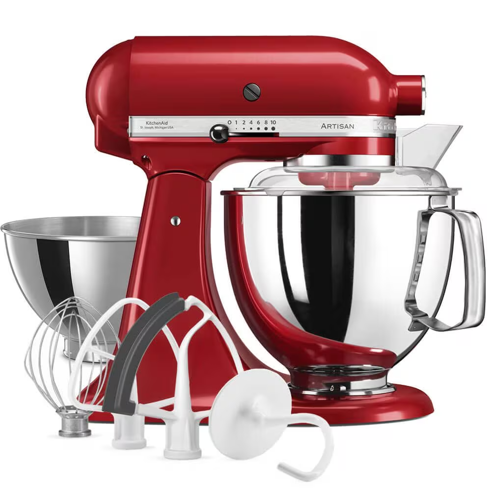 KitchenAid Tilt-Head Artisan Mixer Empire Red 4.8L + 3L Bowl + Flex Edge Beater | 5KSM175PSEER