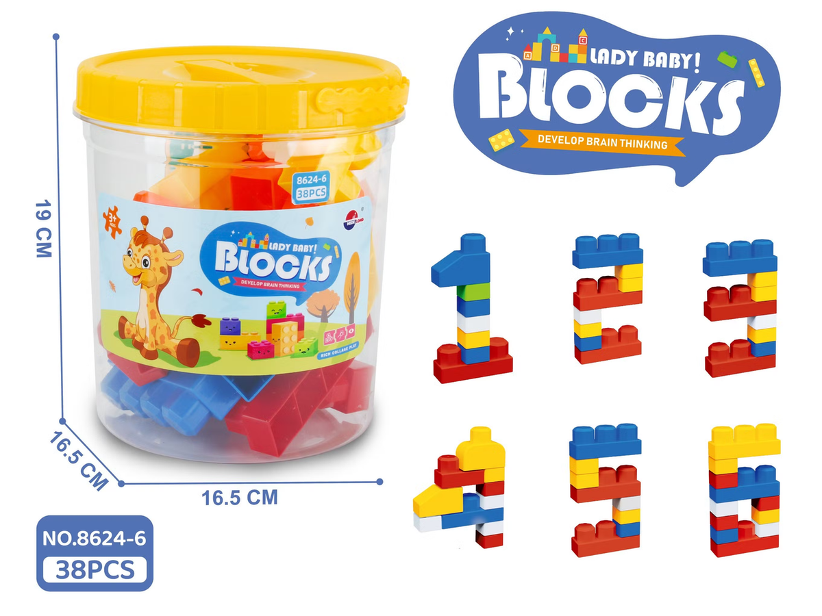 Juicy Blocks 38-Piece Building Blocks Bucket | 8624-6