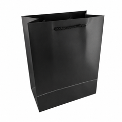 Plain Black Gift Bag with Rope Handle - 17.5x25x8cm | C-1138-BK