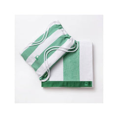 Benetton Home, Set 2Pcs Beach Towel (Towel 90x160cm+144Tc Yarn Dyed Fabric Bag) 100% Cotton Green Rainbow Be |  BE-0873-GR