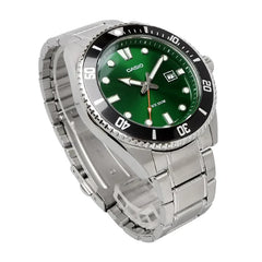 Casio Men 3H Watch - Silver / Green | MDV-107D-3A2VDF