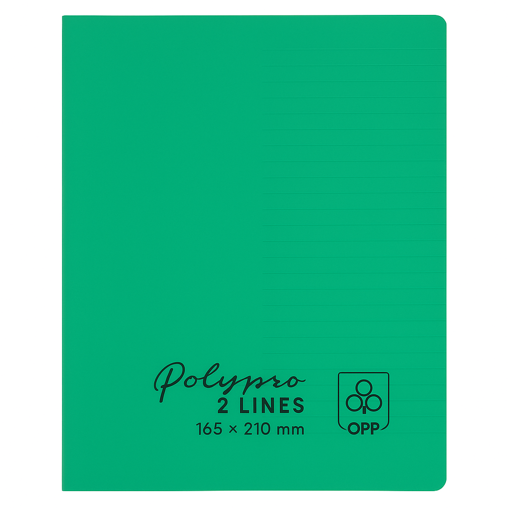 OPP Polypro 2 Lines Notebook – 165 × 210 mm, Green