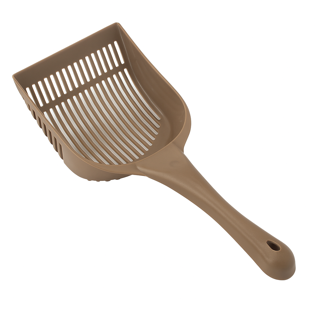 Cat Litter Shovel - Durable Plastic Scoop with Handle for Easy Cleaning - Mocha