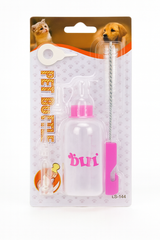 Pet Nursing Feeding Bottle with Brush - Pink | PET-FB-PNK01