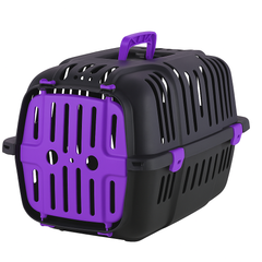Cat Carrier Box Small - Portable Pet Travel Crate with Purple Door & Handle