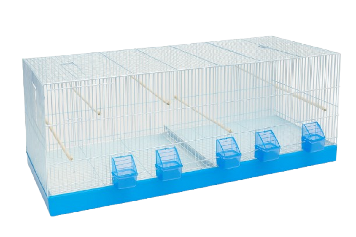 Bird Cage Separated with 6 DS Feeders & Water Dispensers - Blue