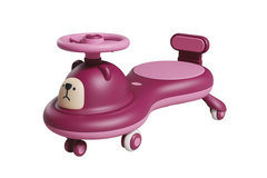 Kids Bear-Themed Twist Ride-On Car – Magenta & Pink | AL811